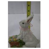 Two Rabbit Adirondack Chairs - Blue & Pink with Easter Decor & Painted Eggs