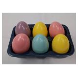 Two Rabbit Adirondack Chairs - Blue & Pink with Easter Decor & Painted Eggs