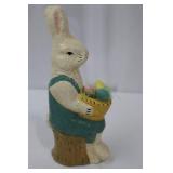 Handmade E. Smith Glass Easter Bunny Figurines with Basket & Pink Glass Dish