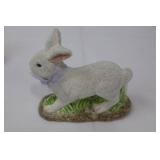 Handmade E. Smith Glass Easter Bunny Figurines with Basket & Pink Glass Dish