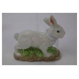 Handmade E. Smith Glass Easter Bunny Figurines with Basket & Pink Glass Dish