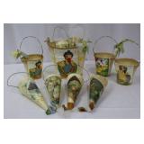 Decorative Easter Tin Buckets with Ribbon Handles - Duck & Chick Prints Gift Set