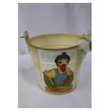 Decorative Easter Tin Buckets with Ribbon Handles - Duck & Chick Prints Gift Set