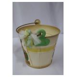 Decorative Easter Tin Buckets with Ribbon Handles - Duck & Chick Prints Gift Set