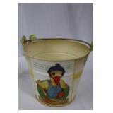 Decorative Easter Tin Buckets with Ribbon Handles - Duck & Chick Prints Gift Set