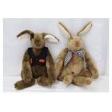 Pair of Plush Bunny Rabbits with Outfits (Lot of 2)