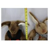Pair of Plush Bunny Rabbits with Outfits (Lot of 2)