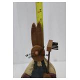 Wooden Rabbit on Cart with Metal Wheels - Folk Art Pull Toy & Round Table