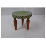 Wooden Rabbit on Cart with Metal Wheels - Folk Art Pull Toy & Round Table