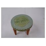 Wooden Rabbit on Cart with Metal Wheels - Folk Art Pull Toy & Round Table