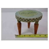 Wooden Rabbit on Cart with Metal Wheels - Folk Art Pull Toy & Round Table