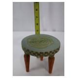 Wooden Rabbit on Cart with Metal Wheels - Folk Art Pull Toy & Round Table