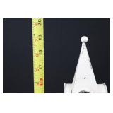 Church Lantern - Vintage White Metal Miniature with Glass Door and Distressed Finish