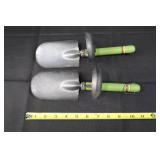 Garden Tools - Galvanized Toolbox with 2 Green-Handled Hand Trowels (Lot of 3)