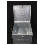 Potting Soil Box - Vintage Galvanized Steel with Watering Can & Seedling Pots