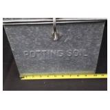 Potting Soil Box - Vintage Galvanized Steel with Watering Can & Seedling Pots