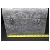 Galvanized Garden Tools Box - Seed Packet Bucket, Carrot Decor & Tiny Birdhouse