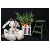 Plush Bunny Doll - Carrot Crate & Green Wooden Step Stool