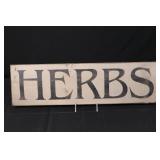 Herbs Sign - Vintage Wooden Wall Plaque, 24 in Long, Rustic Kitchen Decor