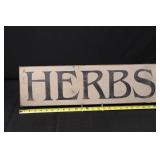 Herbs Sign - Vintage Wooden Wall Plaque, 24 in Long, Rustic Kitchen Decor