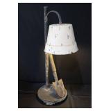 Desk Lamp with Shovel Accent - Vintage Industrial Cream Shade