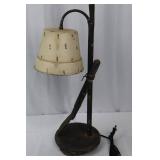Desk Lamp with Shovel Accent - Vintage Industrial Cream Shade