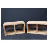 Pottery Barn Wood Storage Shelf Pair - 2-Cubby Open Shelves
