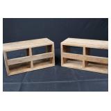 Pottery Barn Wood Storage Shelf Pair - 2-Cubby Open Shelves