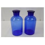 Cobalt Blue Glass Apothecary Bottles with Stoppers (Pair)
