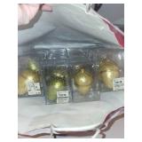 Collection of Orrefors Gold and Green Christmas Ornaments with Boxes and Nordstrom Bag