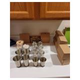 Set of 12 Marstad Norway Pewter Cups with Decorative Base