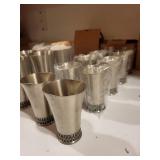 Set of 12 Marstad Norway Pewter Cups with Decorative Base
