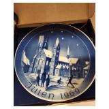 Set of 4 Danish Blue Christmas Collector Plates with Box, 1969-2000