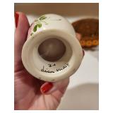 Assorted Decorative Collectibles and Jewelry Including Porcelain Miniatures and 1928 Brooch