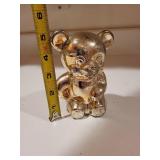 Lot of 2 Framed Horse Paintings, Silver-Colored Bear Bank, and Wood Magazine Holder