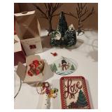 Christmas Decor Collection with Angel Tree Topper, Ornaments, and Holiday Placemats