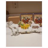 Set of 5 Swedish Handmade Crystal Figurines by Lindshammar and Santa Decorations