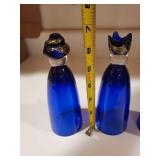 Set of 5 Hadeland Norway Art Glass Figurines in Blue and Green
