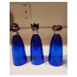 Set of 5 Hadeland Norway Art Glass Figurines in Blue and Green