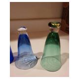 Set of 5 Hadeland Norway Art Glass Figurines in Blue and Green