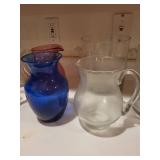 Collection of Glass Pitchers, Wine Glass, Carafe, and Wine Buckets