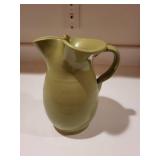 Green Glazed Italian Pottery Pitcher 8 Inch