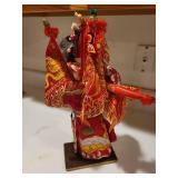 Chinese Opera Warrior Figurine with Ornate Costume and Sword