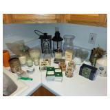 Collection of Decorative Candle Holders, Lanterns, Votive Candles, and Home Decor Accents