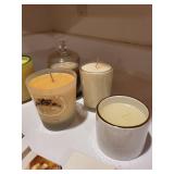 Collection of Decorative Candles, Matches, and Kither & Co. Blue Table Clock