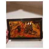 Set of 2 Russian Lacquer Hand Painted Decorative Boxes