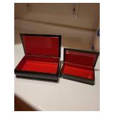 Set of 2 Russian Lacquer Hand Painted Decorative Boxes