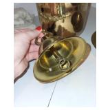 Collection of Brass Decorative Items Including Bell, Wall Hook, Bowl, and Ice Bucket