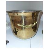 Collection of Brass Decorative Items Including Bell, Wall Hook, Bowl, and Ice Bucket