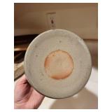 1998 Rowe Pottery Works Stoneware Candle Holder with Pine Tree Cutouts